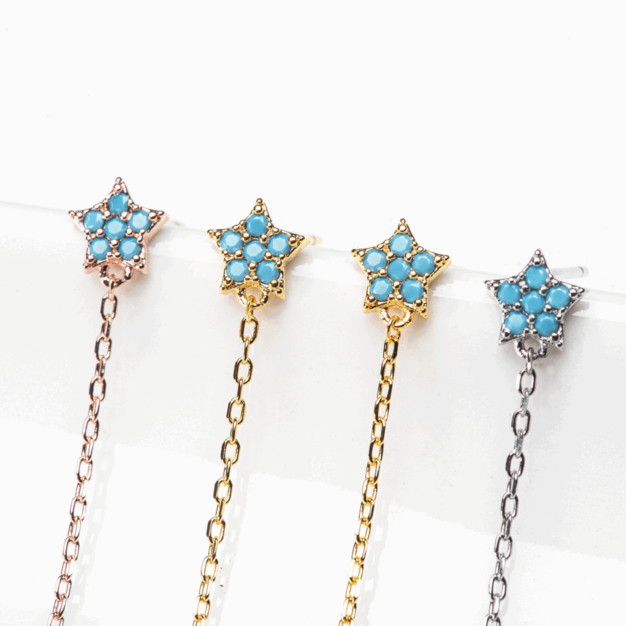 925 Silver Turquoise Star Drop Earrings / Wearing Park Min-young