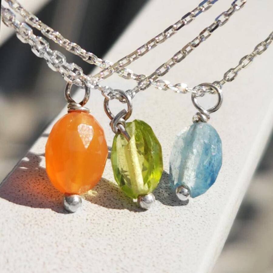 925 Silver 3 colors Natural gemstone necklace