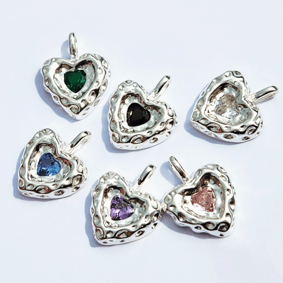 925 Silver 6 colors Doodream Heart Cubic Pendant