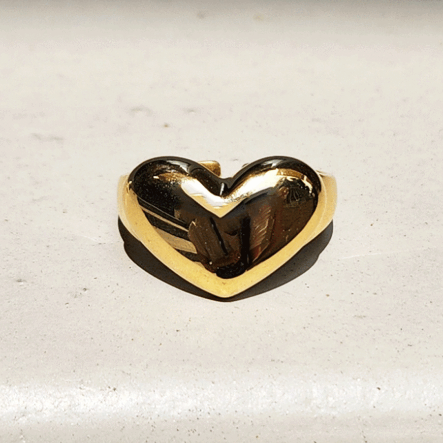 925 Silver Bold Volume Heart Ring