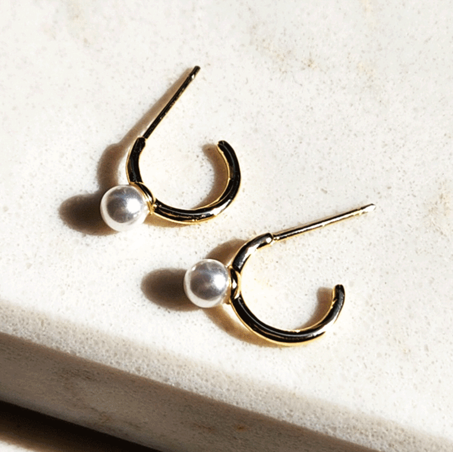 925 Silver Daily Pearl Half Ring Earrings