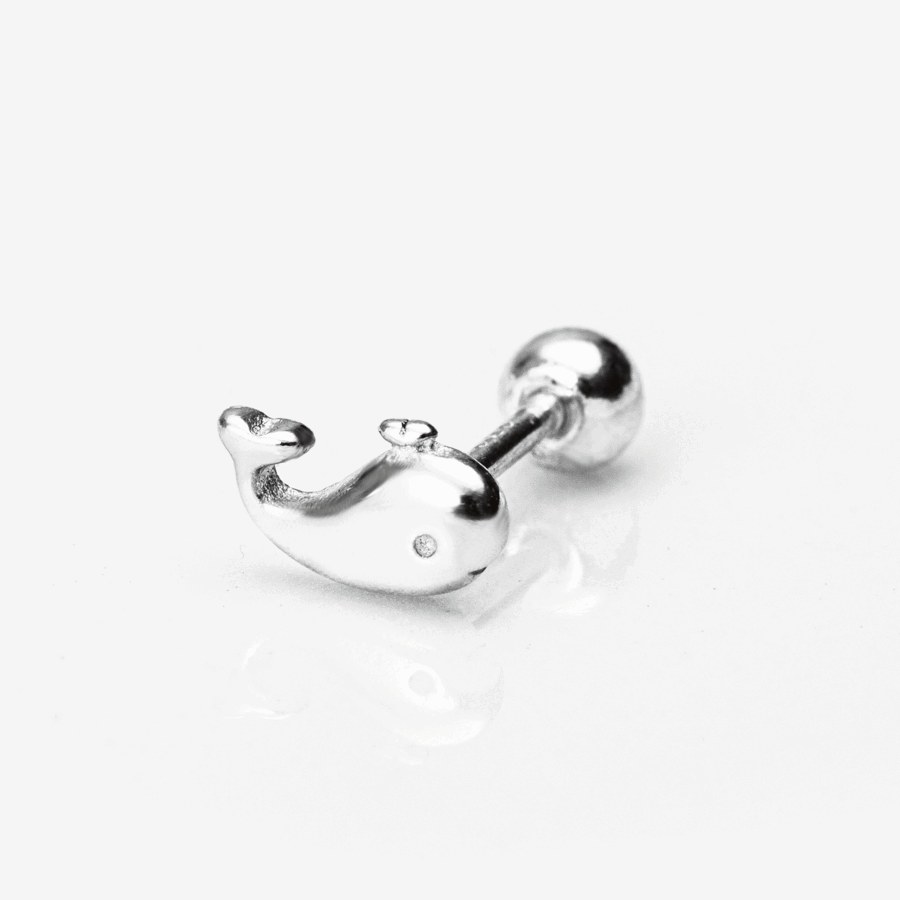 925 Silver Chubby Heart Whale Piercing