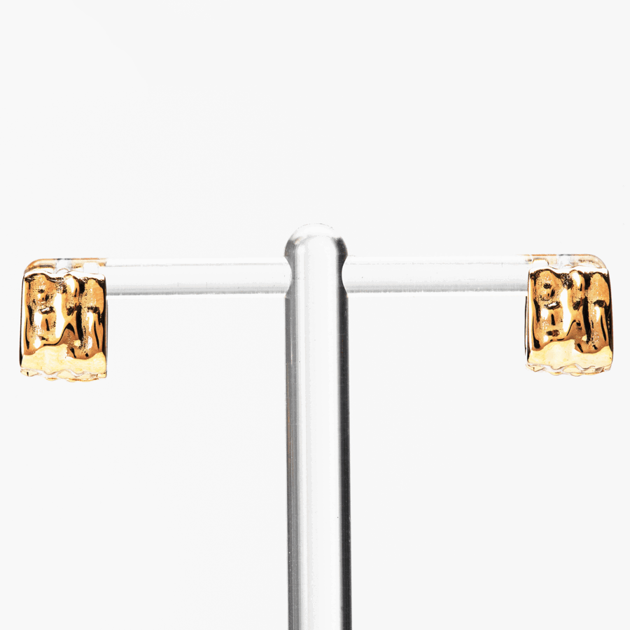 925 Silver Bold Square Tap One Touch Earrings
