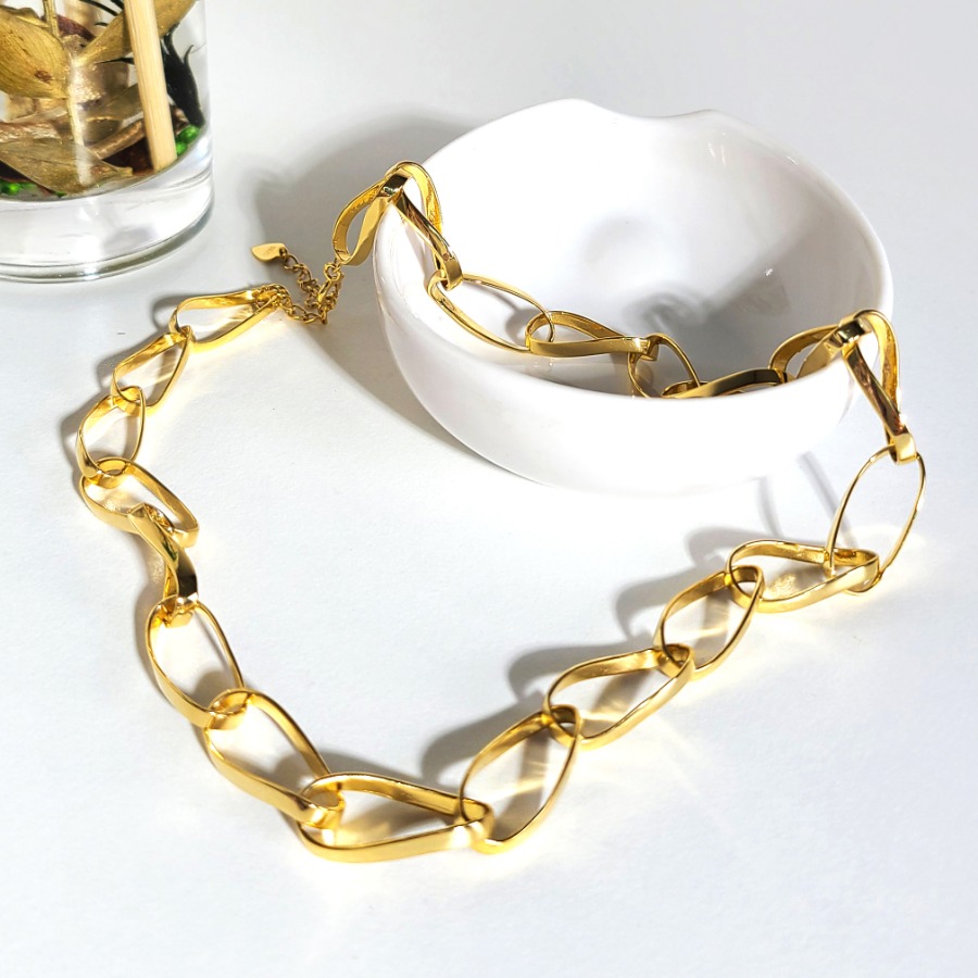 925 Silver Italy Imported Wave Width Chain Necklace